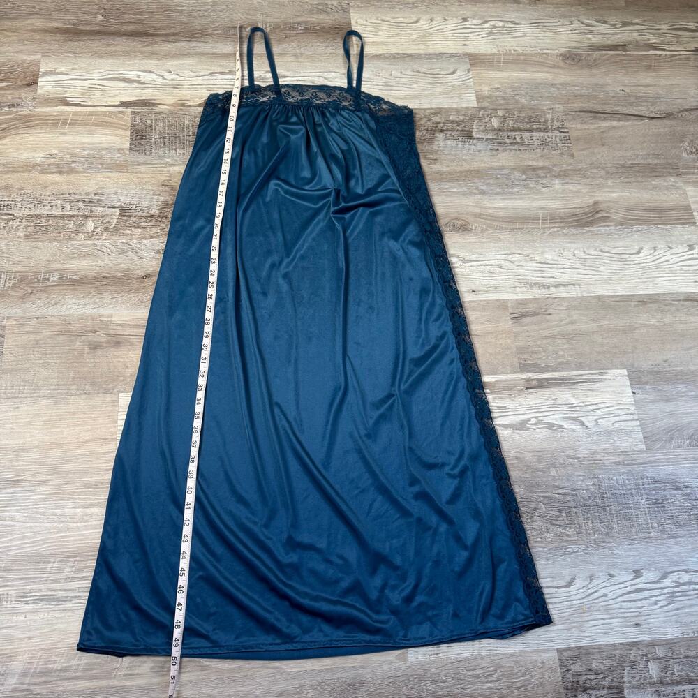 Vintage 90s Navy Lace Maxi Slip Nightgown Whimsigoth Fairy Grunge Goth M - Picture 6 of 6